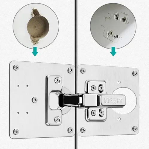 Miniatura 3 de Placa de reparación de bisagras de gabinete, kit de soportes de reparación de bisagras de acero inoxidable, kit de placa de reparación de bisagras