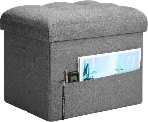 Miniatura 10 de BelugaHelper Otomana con almacenamiento, reposapiés otomano de almacenamiento pequeño con asiento acolchado de espuma más gruesa. Taburete plegable