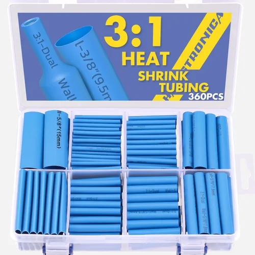 Miniatura 8 de haisstronica 360 tubos termorretráctiles, relación 3:1, kit de tubos termorretráctiles marinos con forro adhesivo, 8 tamaños (3/32-5/8 pulgadas)