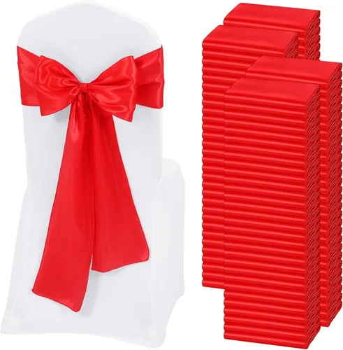 Miniatura 14 de 60 bandas para sillas de satén negro, diseño de lazos con lazos, para decoración de sillas para Acción de Gracias, boda, Navidad, banquetes