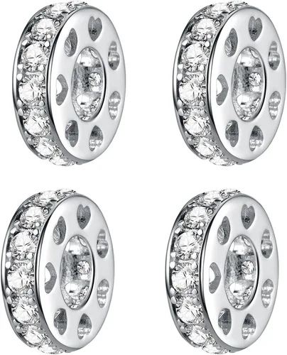 Miniatura 46 de 925 plata esterlina espaciador encanto grano con CZ transparente para pulseras Pandora Charms