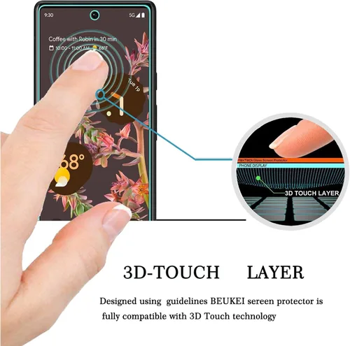 Miniatura 2 de Paquete de 4 protectores de pantalla de vidrio templado compatibles con Google Pixel 6 5G / Google Pixel 6, sensible al tacto, compatible