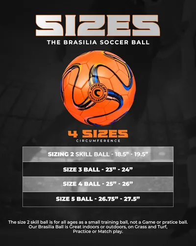 Miniatura 6 de American Challenge Brasilia - Balón de fútbol – Tamaños 5, 4, 3 y 2 – Balón de fútbol de entrenamiento para jóvenes y adultos para práctica