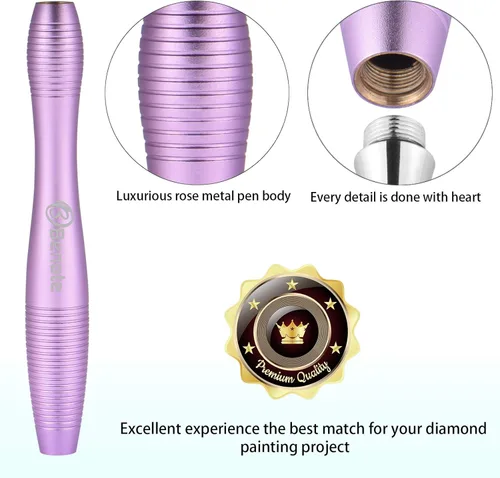 Miniatura 5 de Kits de bolígrafos de pintura de arte de diamantes de metal Benote, herramientas de bolígrafo de diamante con punta roscada, ergonómico, cuadrado