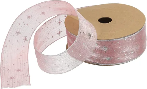 Miniatura 8 de MECCANIXITY Cinta transparente de organza de estrella de 1 pulgada y 20 yardas, cinta de hilo de nieve brillante negra para envolver regalos, caja