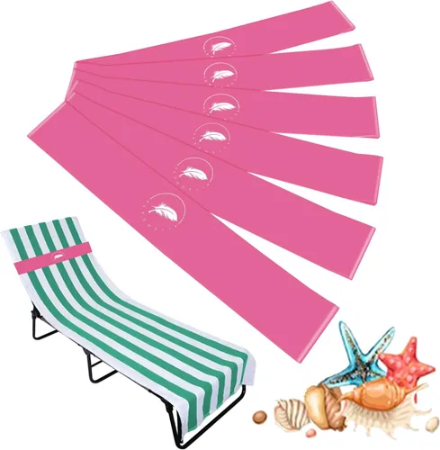 Miniatura 11 de Bandas de toalla (paquete de 6) - Clips elásticos para toallas de playa y crucero para sillas de playa, piscina, salón, portadores de toallas