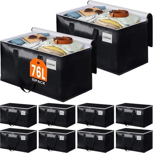 Miniatura 16 de BlissTotes Bolsas de mudanza, cajas de mudanza resistentes con cremalleras superiores y asas resistentes, bolsas de almacenamiento para ahorrar