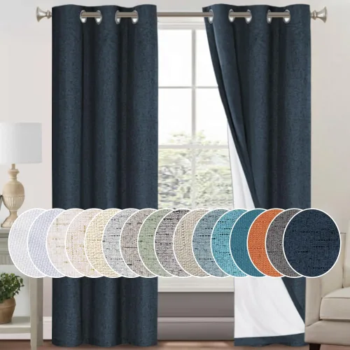 Miniatura 153 de Primitive - Cortinas opacas 100 % de lino texturizado natural para dormitorio, sala de estar, cortinas para ahorra energía, tela de arpillera