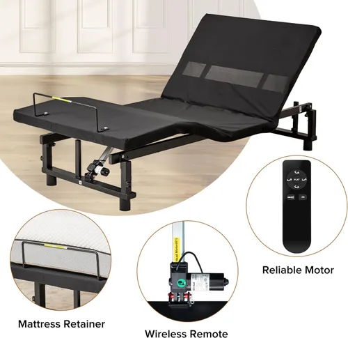 Miniatura 3 de Base de cama ergonómica ajustable tamaño individual XL, control remoto inalámbrico, motor silencioso y duradero, inclinación independiente de cabeza