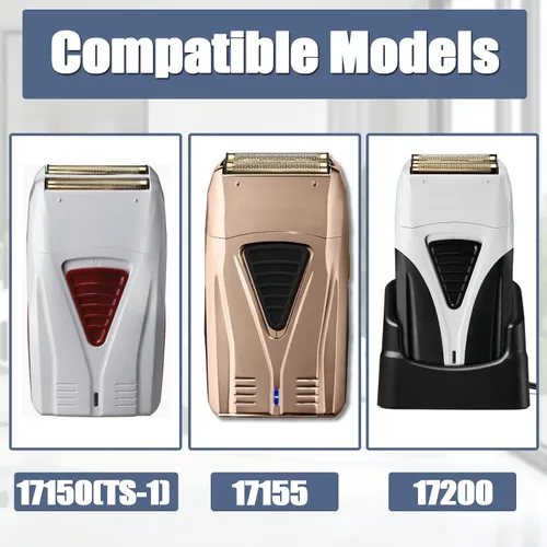 Miniatura 2 de Paquete de 2 láminas de repuesto y cortadores compatibles con Andis 17150 (TS-1)/17155/17200 para afeitadora ProFoil y litio, color dorado