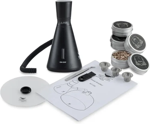 Kit de Pistola de Humo para Cóctel - Kit Completo de Ahumador de Cócteles con 4 Sabores de Madera, Accesorios y Cepillo - Kit de Ahumador de Bebidas