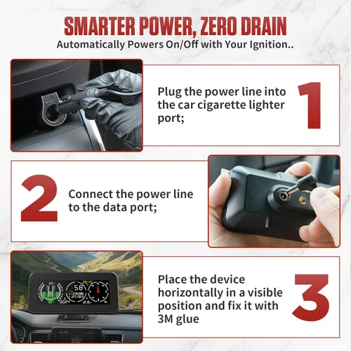 Miniatura 7 de GPS Inclinómetro Digital para Vehículos Todo Terreno, Pantalla de Visualización Frontal DC 10-30v, Inclinómetro Vehicular Multifuncional