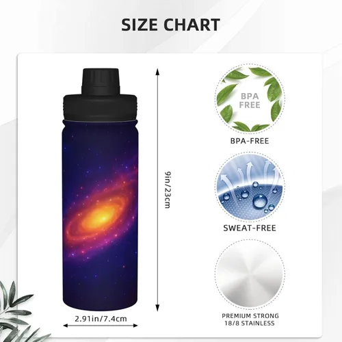 Miniatura 4 de Bright Star Printed Insulated Water Bottle, 18oz Stainless Steel Funny Travel Mug, Leakproof Hot & Cold for Sports, Gym, Hiking