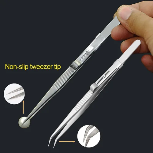 Miniatura 4 de Paquete de 3 herramientas de recogida de diamantes - Pinzas de acero inoxidable con garra de diamante y agarrador de joyas de piedra
