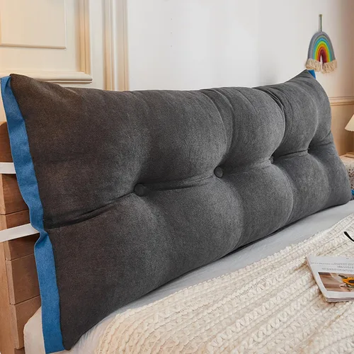 Miniatura 12 de Almohada de cama de lectura con cuña, almohada de forro polar de algodón, almohada grande para cabecero, respaldo de cama, cojín de apoyo de Azul