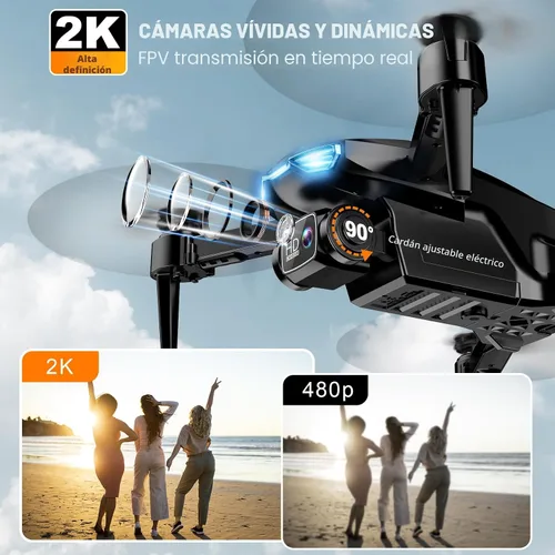 Miniatura 3 de Dron con cámara para adultos, drones FPV HD 2K con soporte de altitud mejorado, despegue y aterrizaje con una tecla, ajuste de velocidad, modo sin