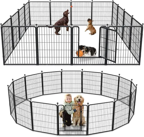 Miniatura 29 de Corralito para perros de 40 pulgadas, 32 paneles, para interiores y exteriores, para perros grandes, medianos y pequeños, valla de metal resistente