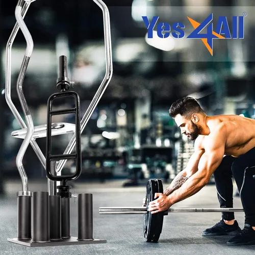 Miniatura 5 de Yes4All Estante de almacenamiento vertical, organizador de gimnasio en casa, estante para mancuernas y barras olímpicas de 2 pulgadas