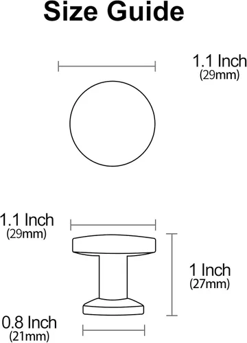Miniatura 5 de Alzassbg Paquete de 10 pomos de gabinete cromados pulidos, 1.1 pulgadas (1.181 in) de diámetro, accesorios para pomos de gabinete redondos