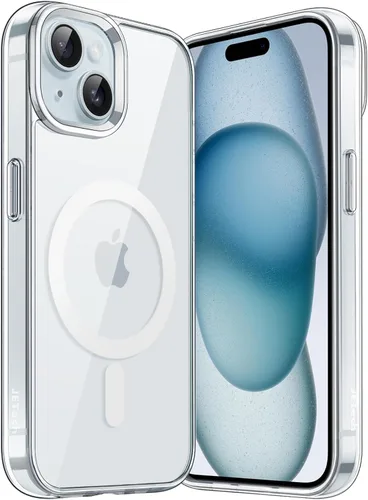 Miniatura 26 de JETech Funda magnética para iPhone 15 de 6.1 pulgadas, compatible con MagSafe, carga inalámbrica, a prueba de golpes, con parte trasera transparente
