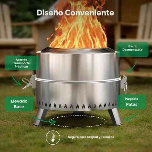 Miniatura 5 de CIAYS Fogata sin humo, hoguera de 19 pulgadas para acampar con tecnología patentada, hoguera portátil para exteriores con parrilla de acero, póker