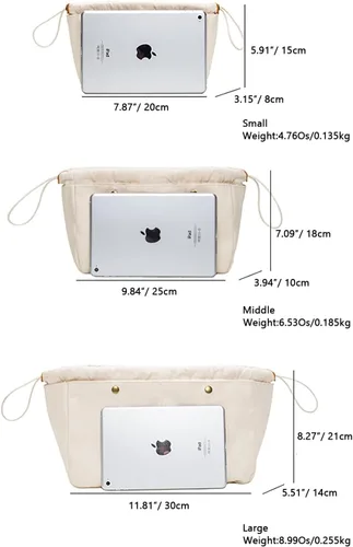 Miniatura 2 de Divisor de bolsa de lona de algodón Organizador Insertar bolso grande Bolso extra grande (L)