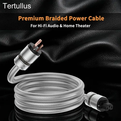 Miniatura 5 de Tertullus HiFi Audiophile AC Highend Audio Cable de alimentación de 3 clavijas 14AWG Cable de alimentación audiófilo 125V 15A Plata (1 M/3.28 pies)