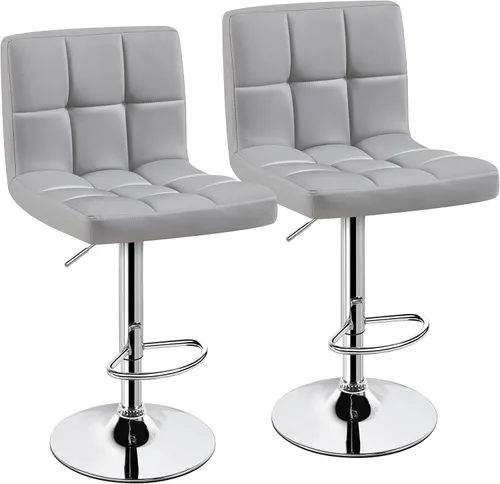 Miniatura 25 de Topeakmart Taburetes de bar modernos de altura ajustable, taburete giratorio de piel sintética, silla trasera de isla de cocina, taburete giratorio