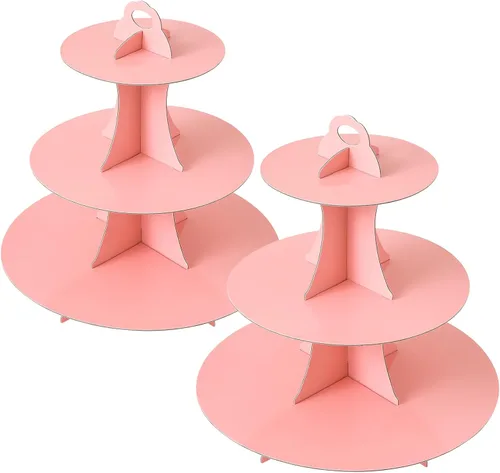 Miniatura 10 de Soleebee Soporte redondo de 3 niveles para cupcakes, torre de cartón para cupcakes, torre de soporte para pasteles de postre para decoración