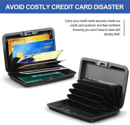 Miniatura 3 de 2 piezas de soporte delgado para tarjetas de crédito mini protector de tarjeta de crédito protector de aluminio para tarjetas de visita organizador