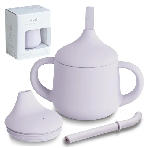 Miniatura 13 de Moonkie Vasos de silicona para bebés Taza de entrenamiento de 3 etapas para bebés y niños pequeños 4 onzas 1 paquete Rubor