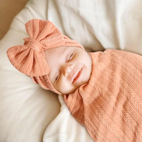 Miniatura 3 de DRESHOW BQUBO Manta de Recepción para Recién Nacido y Niño Pequeño Cálida para Niñas con Gorro de Lazo y Diadema de Lazo Regalo de Baby Shower 1