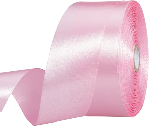 YASEO Cinta de satén rosa sólido de 1 1/2 pulgadas, cinta de tela artesanal de 50 yardas para envolver regalos, ramos florales, decoración de fiesta