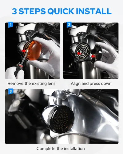 Miniatura 7 de Benlari Cubierta de lente de luz de señal de giro de bala ahumada de 2 pulgadas, lentes antiarañazos para Harley Touring Street Glide Road Glide