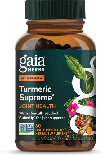 Gaia Herbs Turmeric Supreme Joint Health - Suplemento de apoyo articular con pepino, quercetina, pimienta negra, raíz de jengibre, curcuminoides y