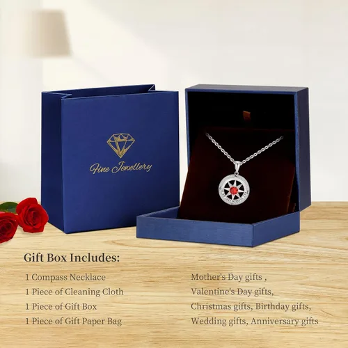 Miniatura 46 de Peeshow Collar para mujer, brújula, piedra natal, joyería de cumpleaños, aniversario, ideas para su novia, regalo romántico de amor en Navidad, día