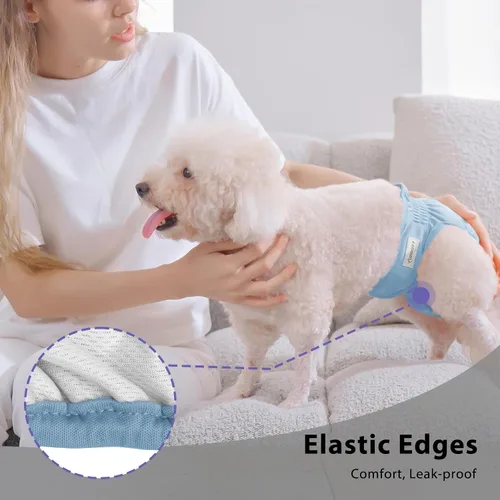 Miniatura 8 de Vecomfy - Pañales reutilizables para perras pequeñas, (paquete de 4) pañales absorbentes fáciles para cachorros, para orinar, en calor, bragas