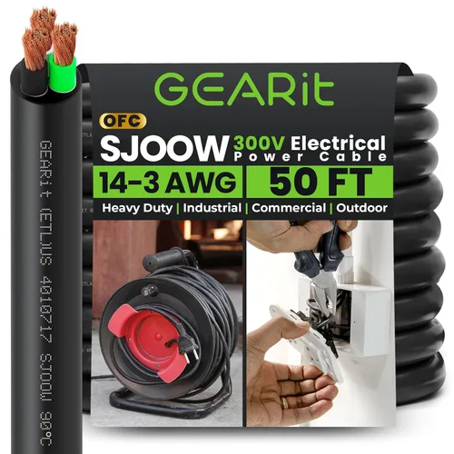 Miniatura 13 de GEARit Cable de alimentación portátil 10/3 10 AWG (100 pies - 3 conductores) SJOOW 300V calibre 10 cable eléctrico para derivaciones de motor, luces