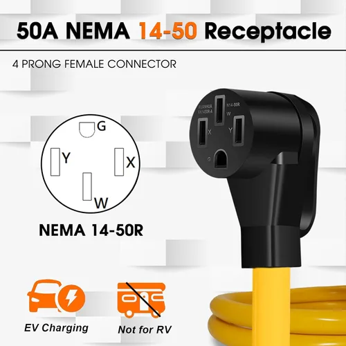Miniatura 3 de Cable adaptador de cargador NEMA 14-30P a 14-50R EV, 125V/250V 4 clavijas de estilo moderno para secadora (después de 1996) a enchufe de cargador