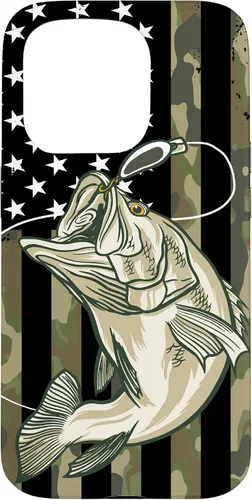 Miniatura 14 de Funda de camuflaje para iPhone 16, diseño de bandera estadounidense, pescador, pescador, camuflaje
