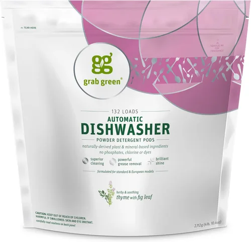 Miniatura 14 de Grab Green Cápsulas de detergente automático para lavavajillas, 132 unidades, aroma a hierba de limón mandarina, a base de plantas y minerales