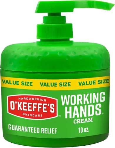 Crema de manos O'Keeffe's Working Hands en un frasco con bomba para sequedad extrema – Bomba de 10oz (1 paquete) - Cuidado de la piel reparador para