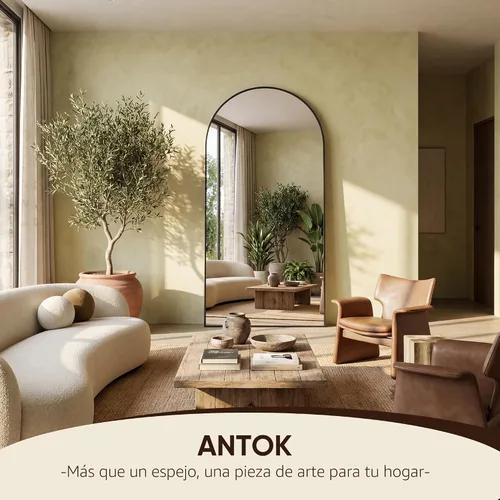 Miniatura 4 de Antok Espejo arqueado de longitud completa, de 71 x 32 pulgadas, sin vidrio, con soporte, de suelo, no empotrado, de pared, montado para dormitorio