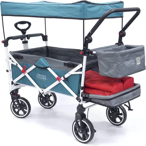 Miniatura 10 de Carro creativo para exteriores para niños, cochecito plegable con toldo Serie Titanium Plus Playa, parque, jardín (azul marino sólido)