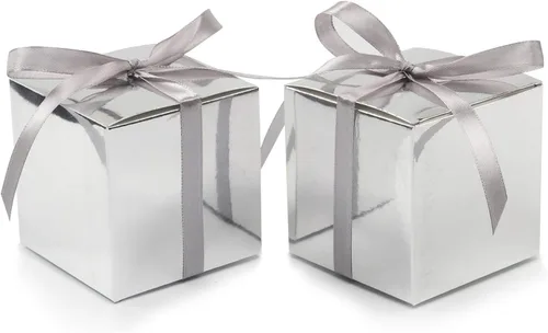 Miniatura 35 de COTOPHER 100 cajas de regalo pequeñas, cajas de regalo de 2 x 2 x 2 pulgadas, cajas de regalo de papel con cintas, caja de dulces para recuerdos
