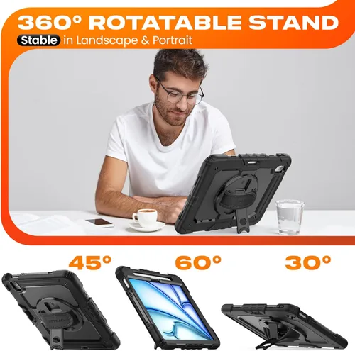 Miniatura 4 de SEYMAC stock Funda protectora para iPad Air de 11 pulgadas M3 2025/M2 2024 (Air 7ª/6ª generación), funda resistente con protector de pantalla