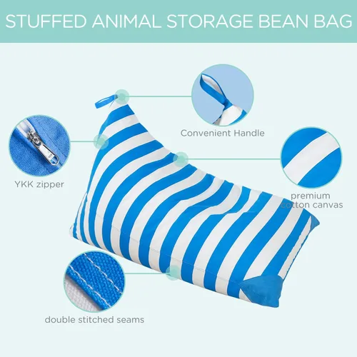 Miniatura 3 de Aubliss - Sillón puf para almacenamiento de animales de peluche, adecuado para niños, niñas y adultos, sólo incluye la funda de puf, con cremallera