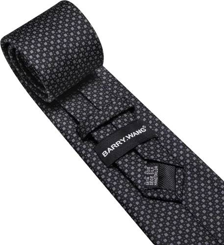 Miniatura 85 de Barry.Wang Corbatas de seda para hombre, diseño de lunares, gemelos cuadrados de bolsillo, gemelos para negocios, boda