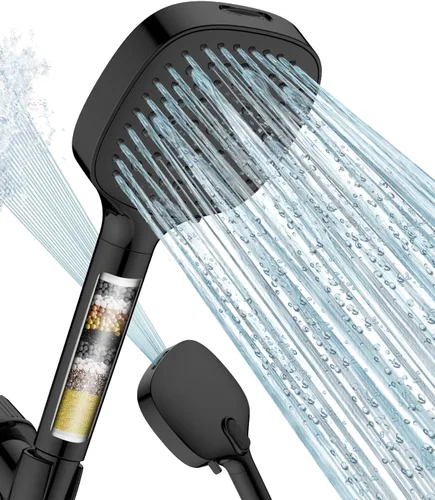 Miniatura 11 de MakeFit Cabezal de ducha filtrado con mano, cabezal de ducha de mano de alta presión, 6 modos con filtros, filtros suavizantes de agua, cuentas