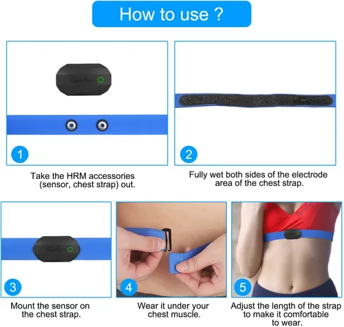 Miniatura 6 de COOSPO Bluetooth Heart Rate Monitor Chest Strap H808S, ANT+ BLE HR Monitor Chest, HRM IP67 Waterproof, 300H Battery Life Negro azul